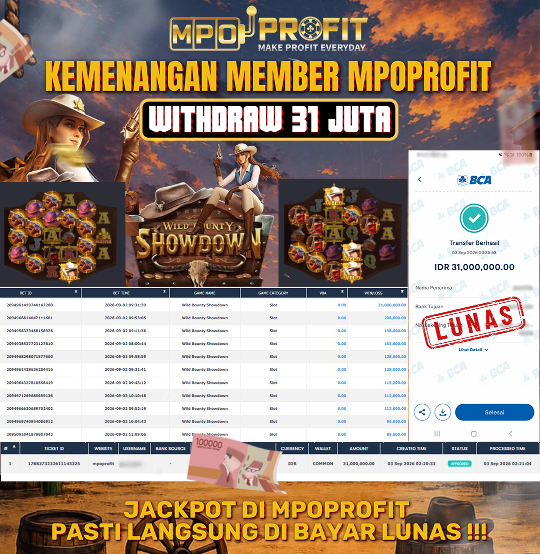 MPOPROFIT JACKPOT PGSOFT! KEMENANGAN MURNI DI (WILD BOUNTY SHOWDOWN TOTAL 31.000.000,- LUNAS)